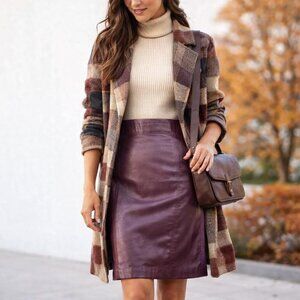 Vintage Pencil Skirt Leather Purple High Waist Skirt sz 8